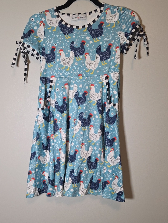 Adorable Sweetness Other - Adorable Sweetness Light Blue Hen-Print Casual Girls Dress